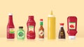 Set of different bottles with sauces Royalty Free Stock Photo