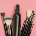 Set of different brushes for professional makeup, a multifunctional set of professional makeup artist.