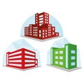 Set Of Different Building Icons Isolated