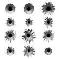Set of Different Bullet Holes Royalty Free Stock Photo