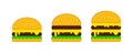 Set of different burgers. Flat burger for concept design. Yummy icon. Burger hamburger logo icon design. Fast food. Unhealthy