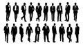 Set of different Business men black silhouettes. Royalty Free Stock Photo