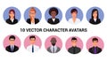 Set of Different Businessmen and businesswomen Character Avatar. People Portraits and Profile Vector Illustration