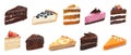 Set with different cake pieces isolated. Banner design Royalty Free Stock Photo