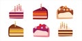 Set of different cakes: cupcakes, pastry, biscuit, cookie. Hand drawing. Vector Royalty Free Stock Photo