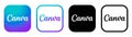 Set of different Canva mobile app icons, isolated on transparent background, vector illustration. Canva is an Australian Royalty Free Stock Photo