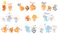 Set of animals in the parade. Vector illustration on a white background. Royalty Free Stock Photo