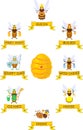 Set of different cartoon bee social castes with titles Royalty Free Stock Photo