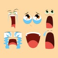 Set Of Different Cartoon Faces Isolated
