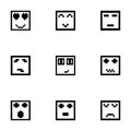 Set of different cartoon pixel faces.