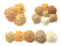 Set with different cereal grains Royalty Free Stock Photo