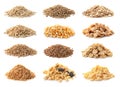 Set with different cereal grains Royalty Free Stock Photo