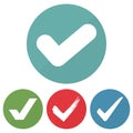 Set of different checkmark icon on a circles. Vector illustration Royalty Free Stock Photo
