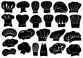 Set of different chef hats isolated