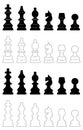 Set of different chess pieces Royalty Free Stock Photo