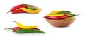 Set of different chili peppers Royalty Free Stock Photo