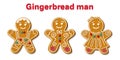 Set of different Christmas gingerbread men. Sweet homemade glazed cookies. A woman and a man. Vector illustration