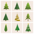 Set of different, christmas trees. Can be used for greeting card, invitation, banner, web design. Royalty Free Stock Photo