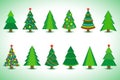 Set of different Christmas trees isolated Royalty Free Stock Photo