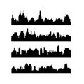 Set of different city silhouettes on white