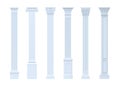 Set of different classic arched columns pilasters Royalty Free Stock Photo