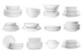 Set with different clean dishware on white background Royalty Free Stock Photo