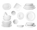 Set with different clean dishware on white background Royalty Free Stock Photo