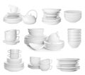 Set with different clean dishware on white background Royalty Free Stock Photo