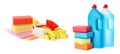 Set with different cleaning supplies on background, banner design Royalty Free Stock Photo