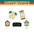 Set of different clock icons Vector