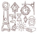 Set of different clock Royalty Free Stock Photo