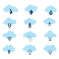 Set of different cloud download and upload icons on white for design elements, stock vector illustration Royalty Free Stock Photo