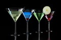 Set of different cocktails in martini glass Royalty Free Stock Photo
