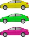 Set of different color car, realistic car models