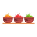 Set Of Different Color Curry Spices On The Market, Famous Traditional Touristic Symbol
