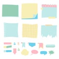 Set of different color sheets of vector papers sticky note