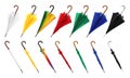 Set with different color umbrellas Royalty Free Stock Photo