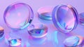 A set of different colored lens parts with two sides on and purple holographic patterns Royalty Free Stock Photo