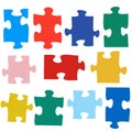 Set of different colored puzzle pieces