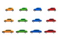 Set of different colorful cars isolated on white background Royalty Free Stock Photo