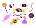 Set of different colorful Halloween candies Royalty Free Stock Photo