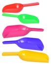 Set of different colorful plastic scoops
