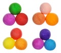 Set with different colorful play dough on white background Royalty Free Stock Photo