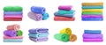 Set with different colorful towels on white background. Banner design Royalty Free Stock Photo