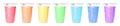Set of different colorful yummy cotton candy in plastic cups