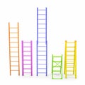 Set of different colors ladders on white background. 3D illustration Royalty Free Stock Photo