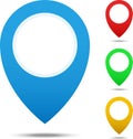 Set of different colors map pointers for websites UI or applications app for smartphones or tablets