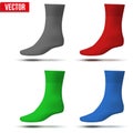 Set of different colors Realistic layout socks. A