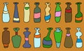 Set of different coloured vector bottles