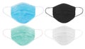 Set of 4 different colours of surgical protective mask to prevent coronavirus. Medical mask of various colours